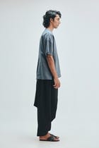 Slate Linen Men's Half Sleeves Panelled Shirt Kurta view 2