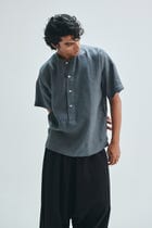 Slate Linen Men's Half Sleeves Panelled Shirt Kurta view 3
