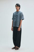 Slate Linen Men's Half Sleeves Panelled Shirt Kurta view 4