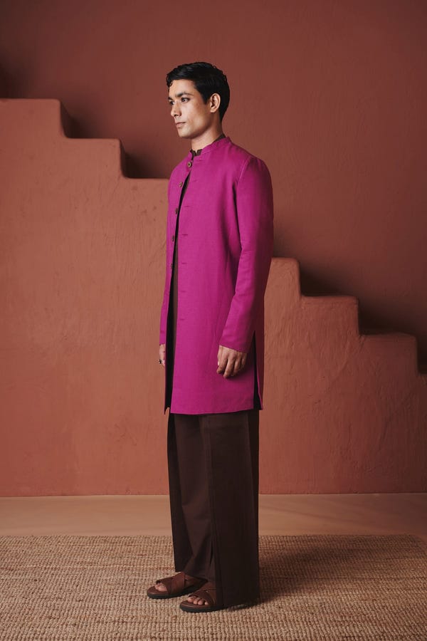 Saphed — Rani Linen Men's Long Jacket