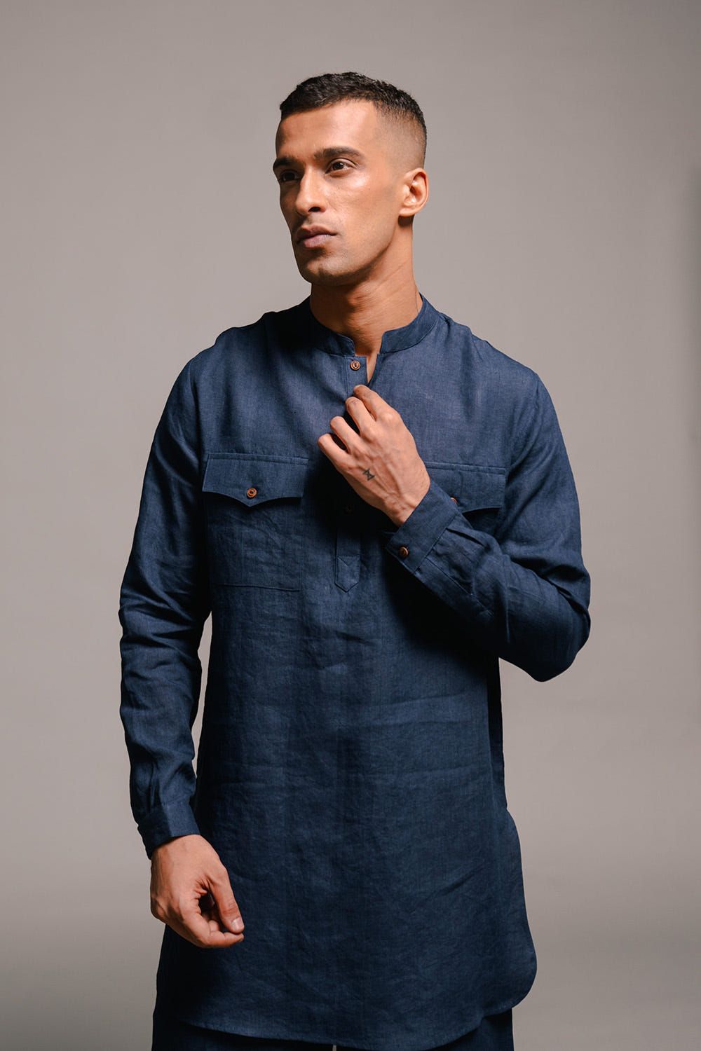 Indigo Linen Men's Saif Kurta Set - image 2