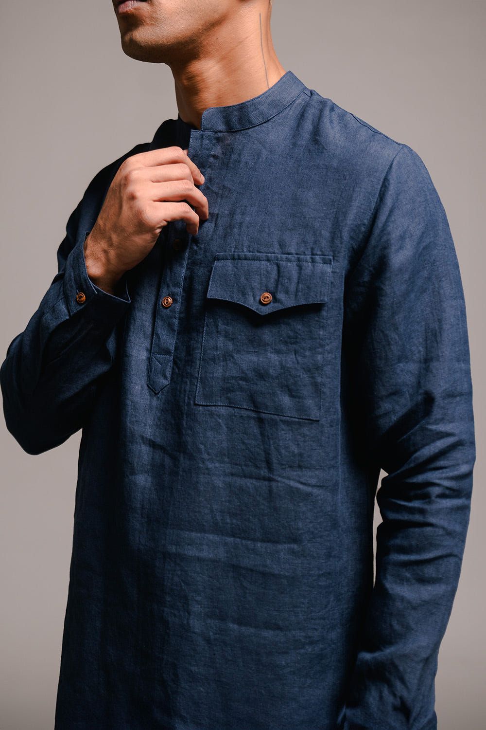 Indigo Linen Men's Saif Kurta Set - image 5