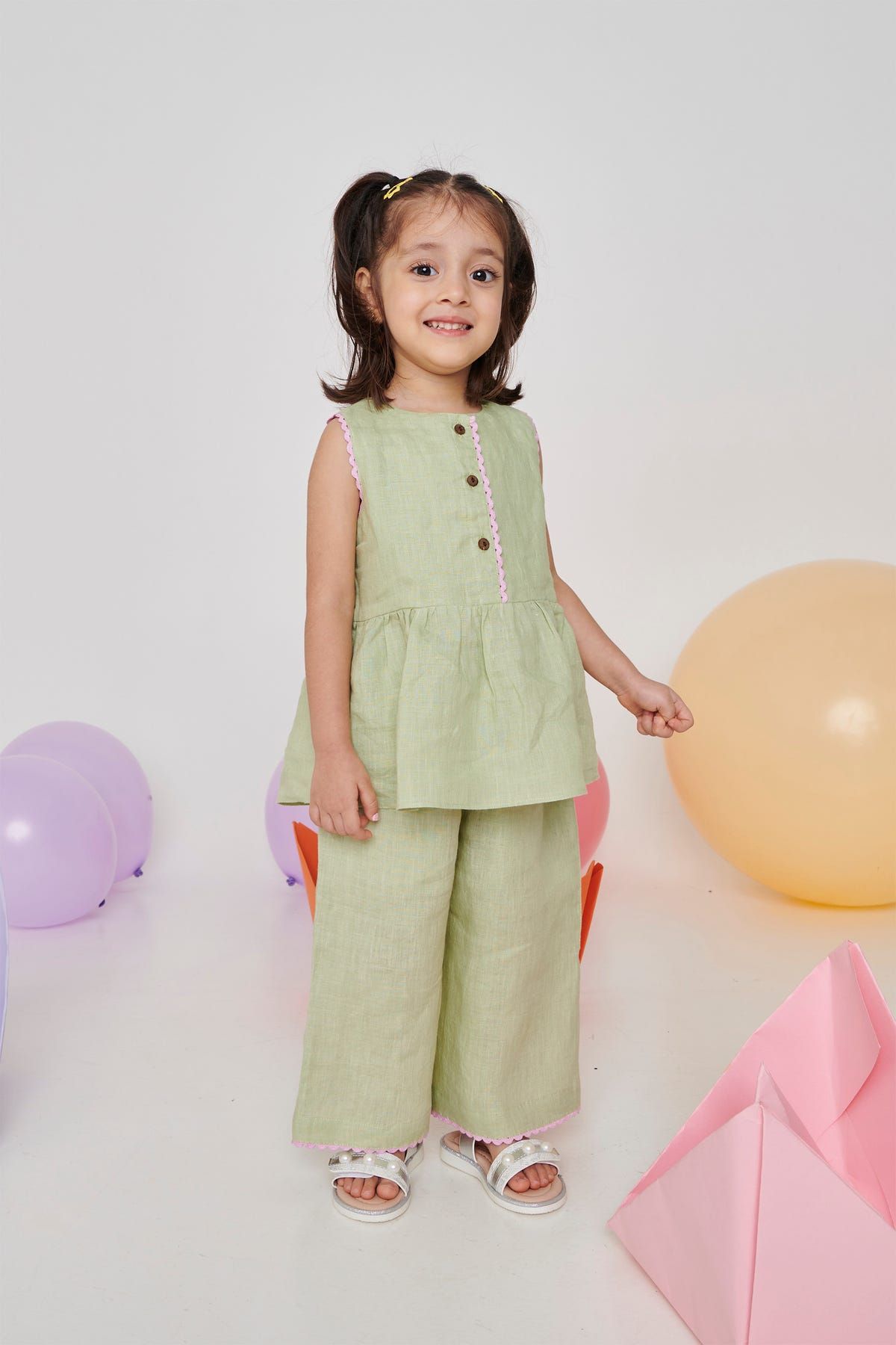 Pista Linen Girls Lace Peplum Set - image 4