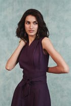Plum Linen Sculpted Jumpsuit view 5
