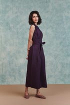 Plum Linen Sculpted Jumpsuit view 7