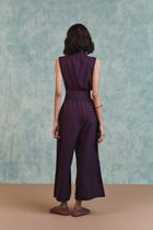Plum Linen Sculpted Jumpsuit view 8