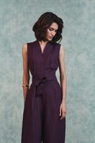 Plum Linen Sculpted Jumpsuit view 9