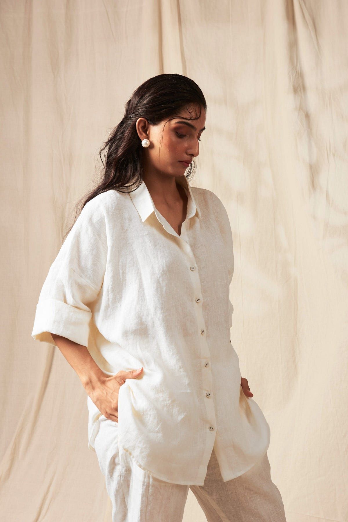 Taj Co-Linen Oversized Flared Shirt - Sale - image 3