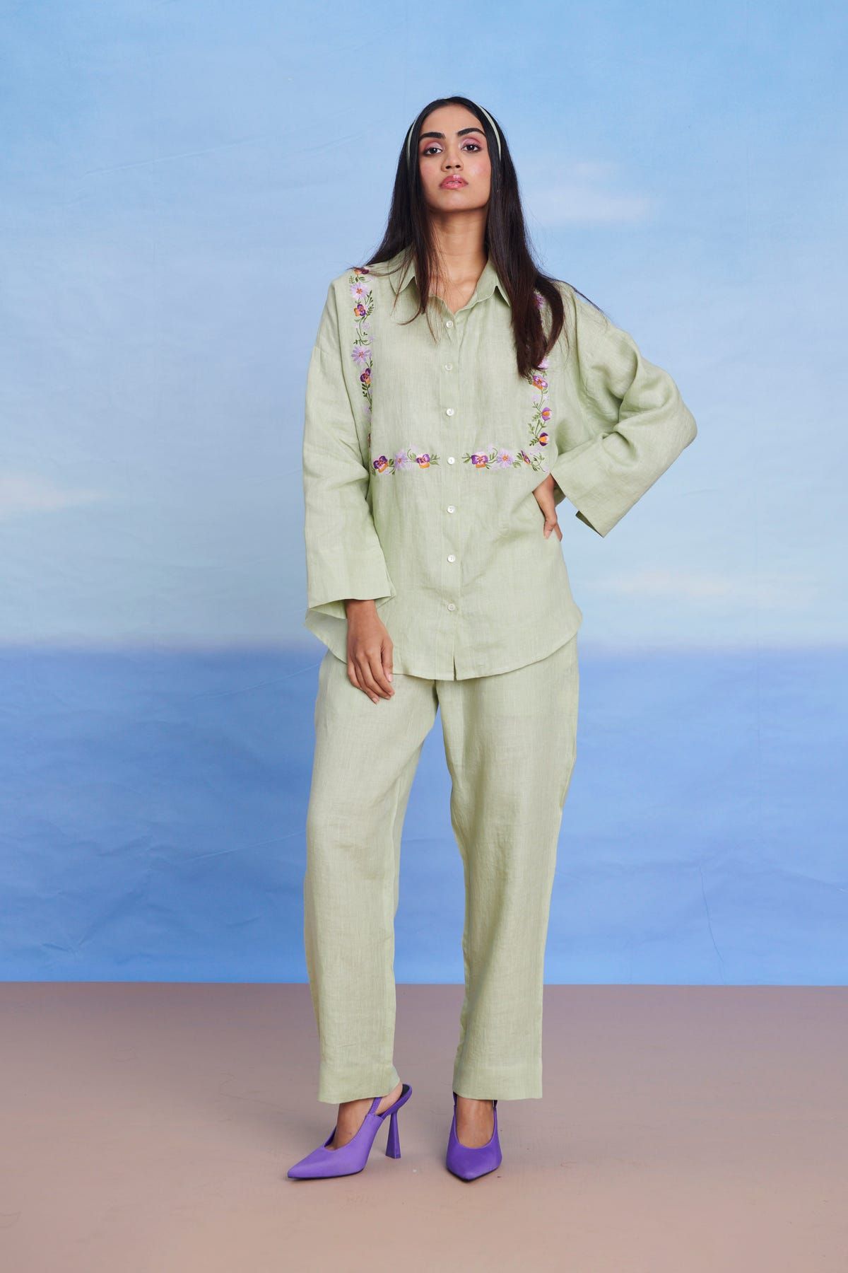 Pista Linen Oversized Flared Shirt Set - image 3