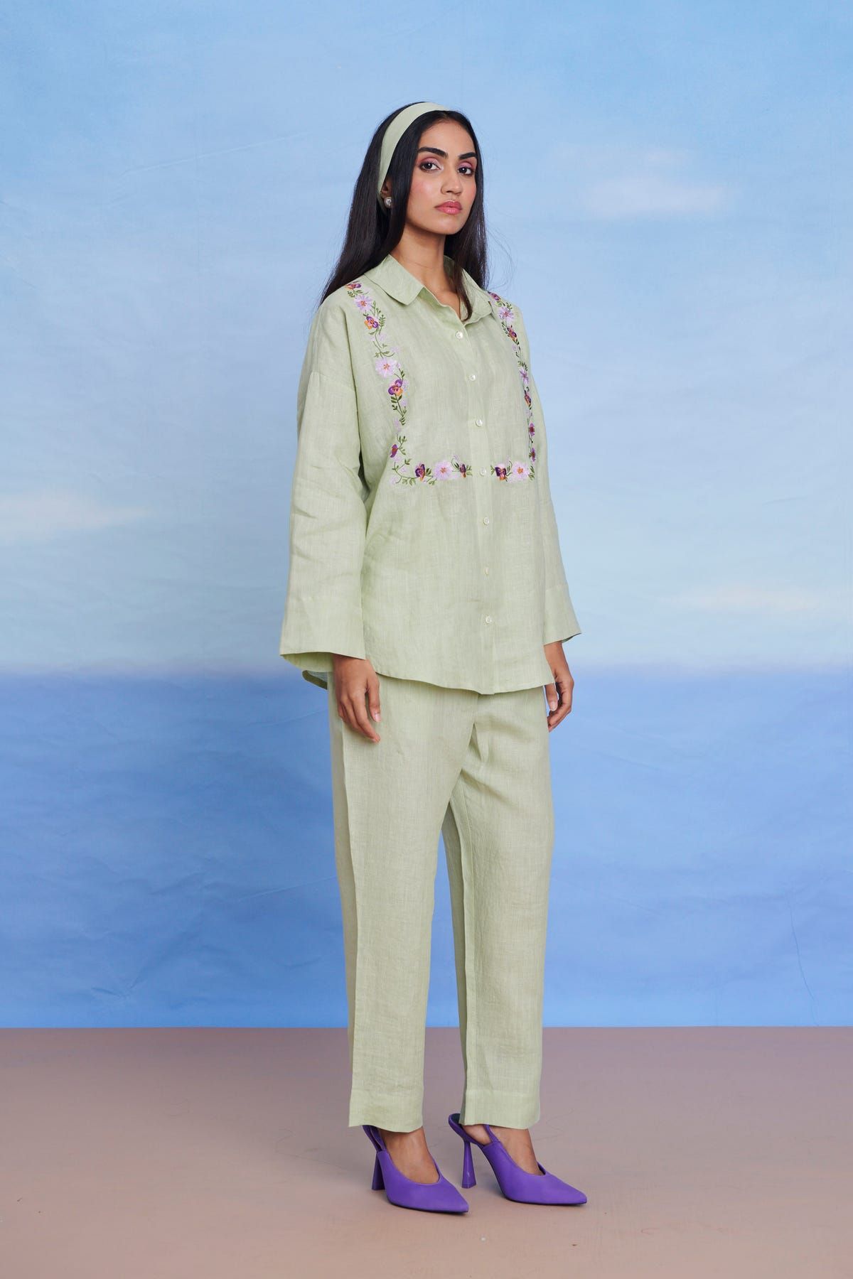 Pista Linen Oversized Flared Shirt Set - image 4