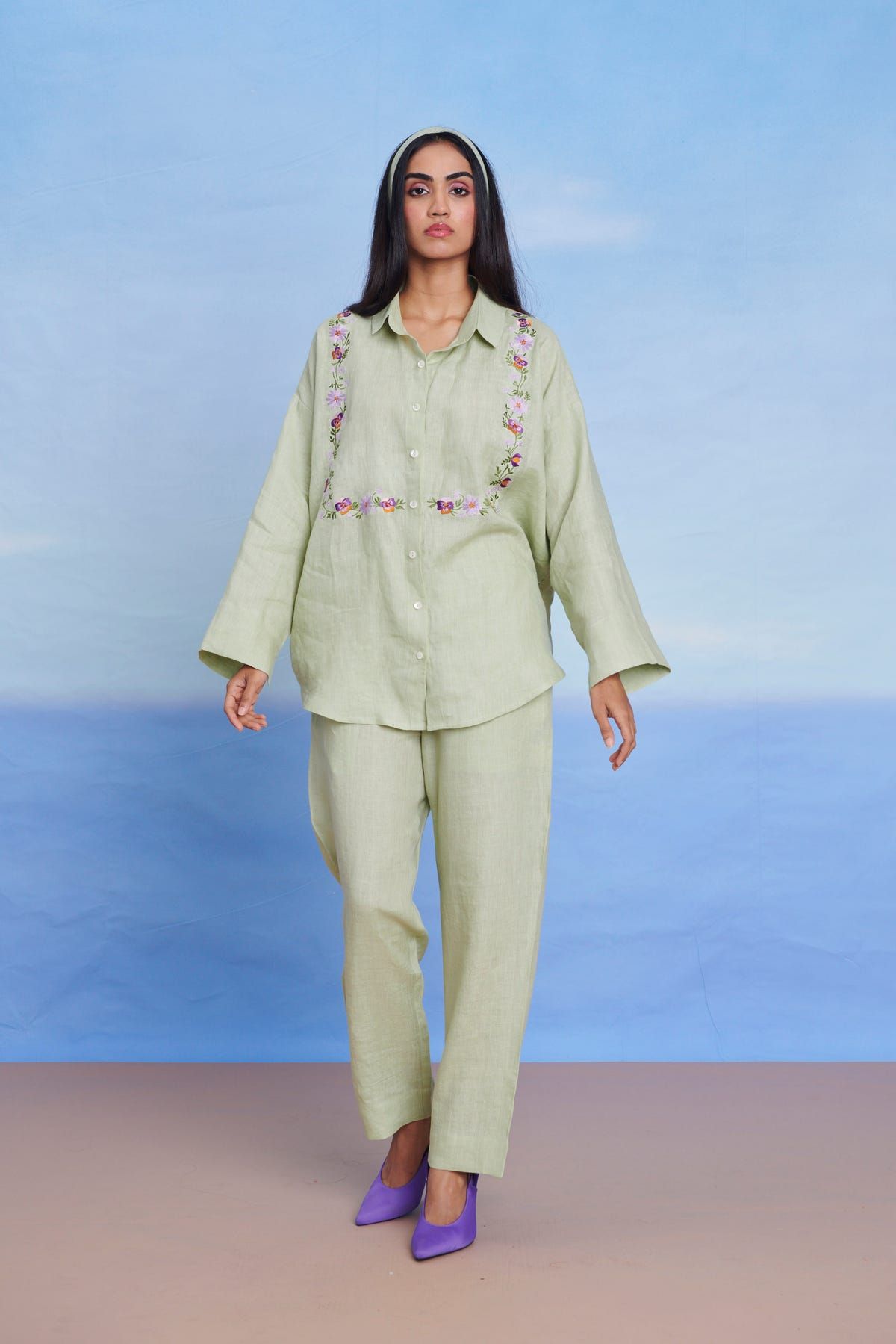 Pista Linen Oversized Flared Shirt Set - image 6
