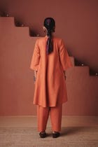 Marigold Co-Linen Pheran Kurta Set view 6
