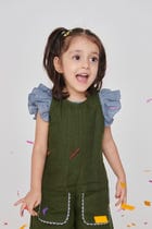 Sky Linen Girls Frill Top view 1