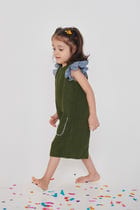 Sky Linen Girls Frill Top view 2