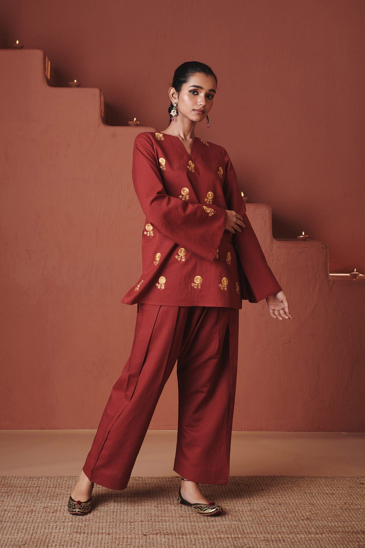 Brick Co-Linen Farsi Kurta Set - image 3