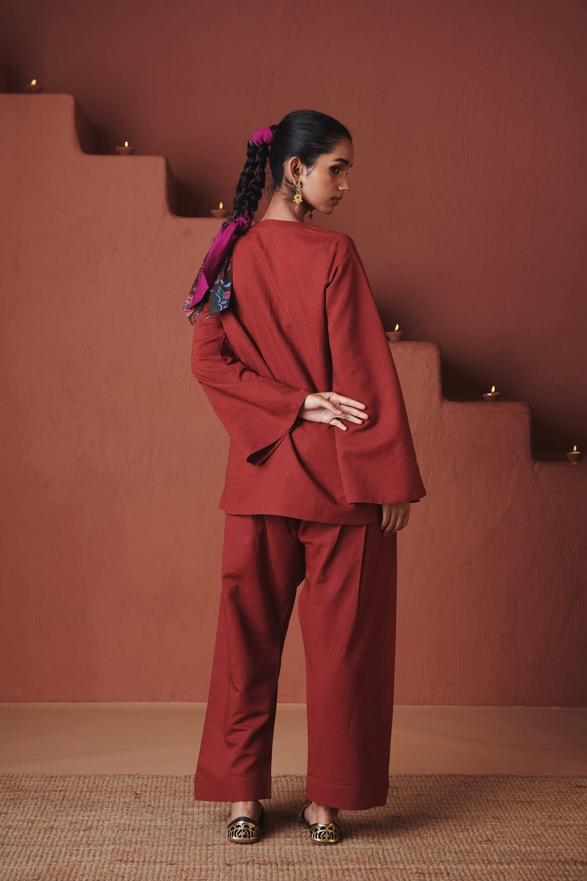 Brick Co-Linen Farsi Kurta Set - image 4