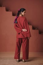 Brick Co-Linen Farsi Kurta Set view 4