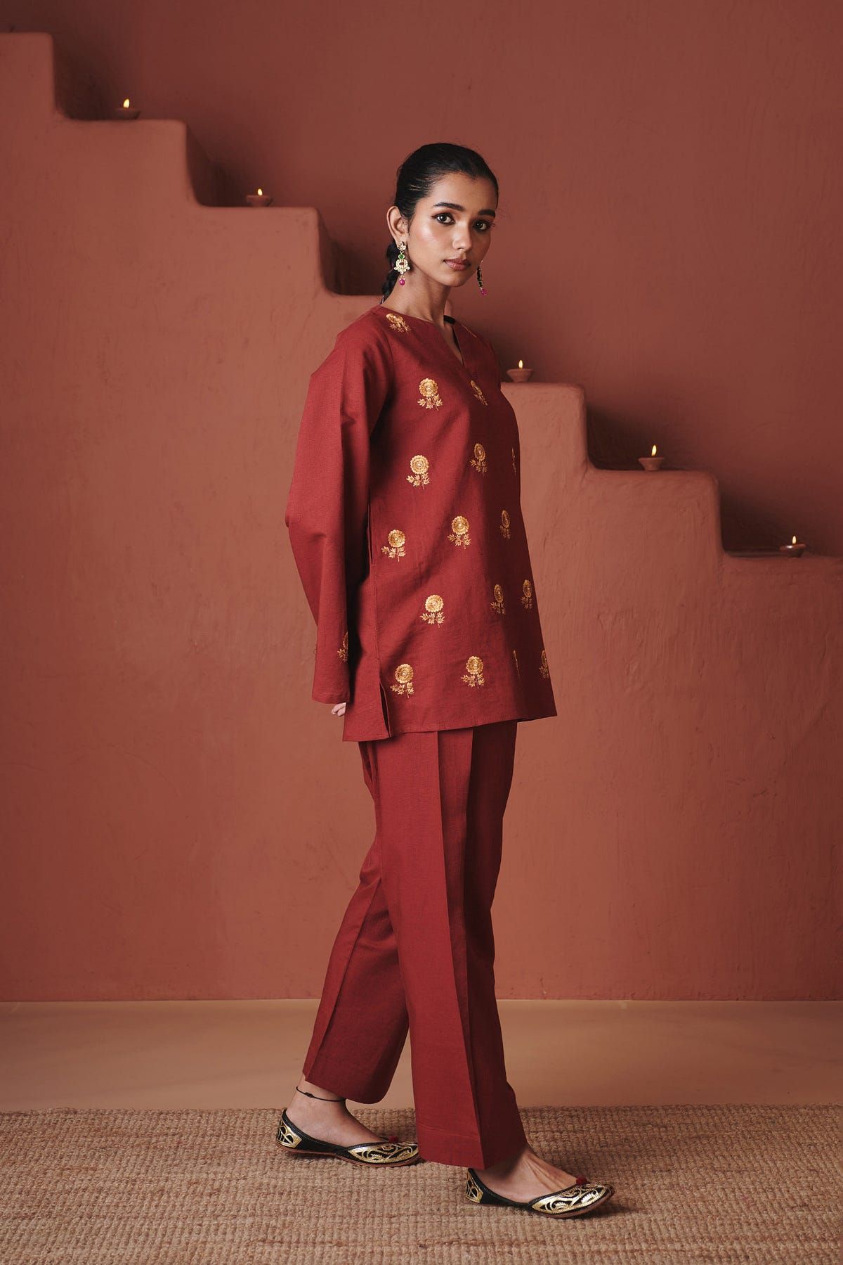 Brick Co-Linen Farsi Kurta Set - image 5