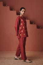 Brick Co-Linen Farsi Kurta Set view 5