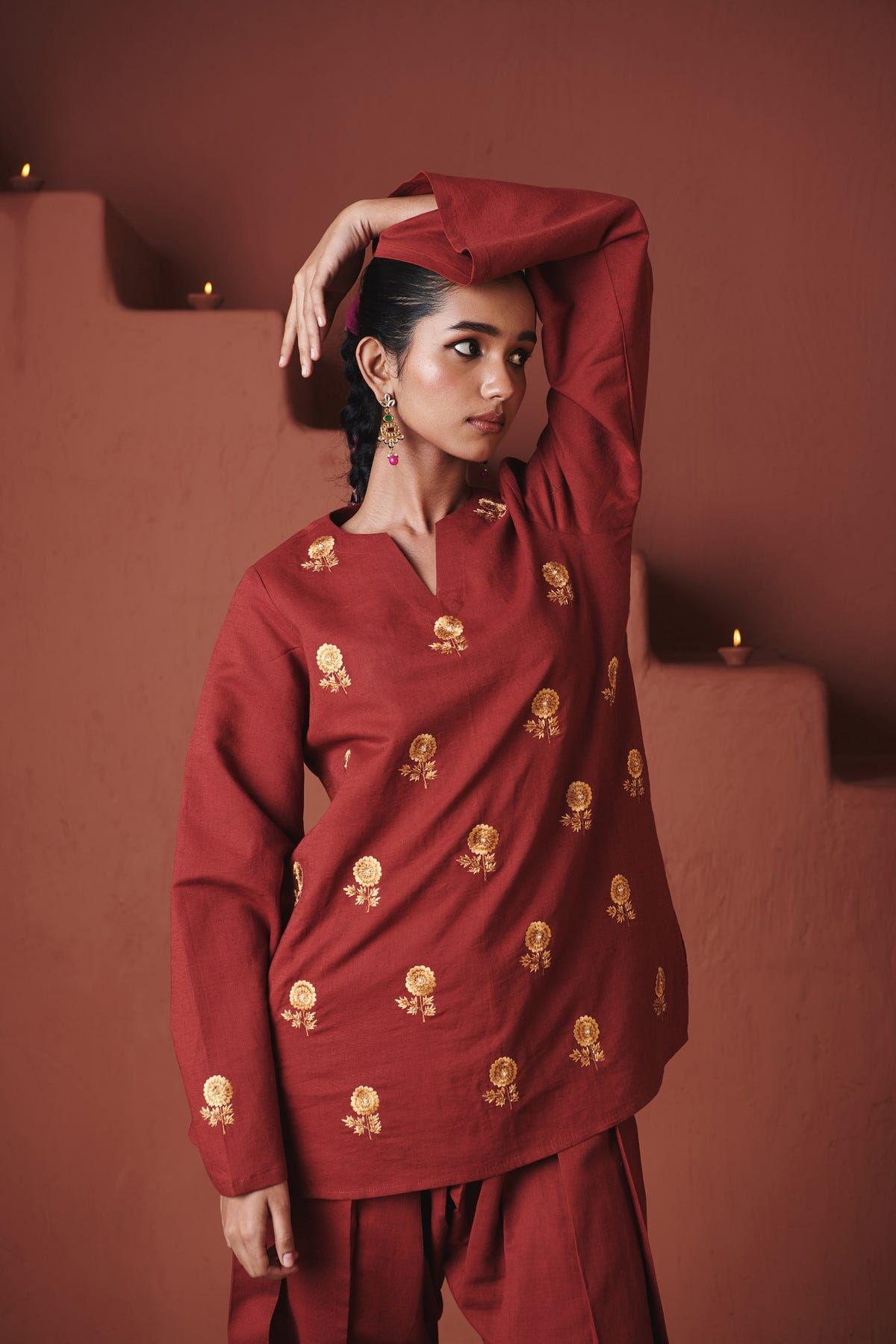 Brick Co-Linen Farsi Kurta Set - image 6