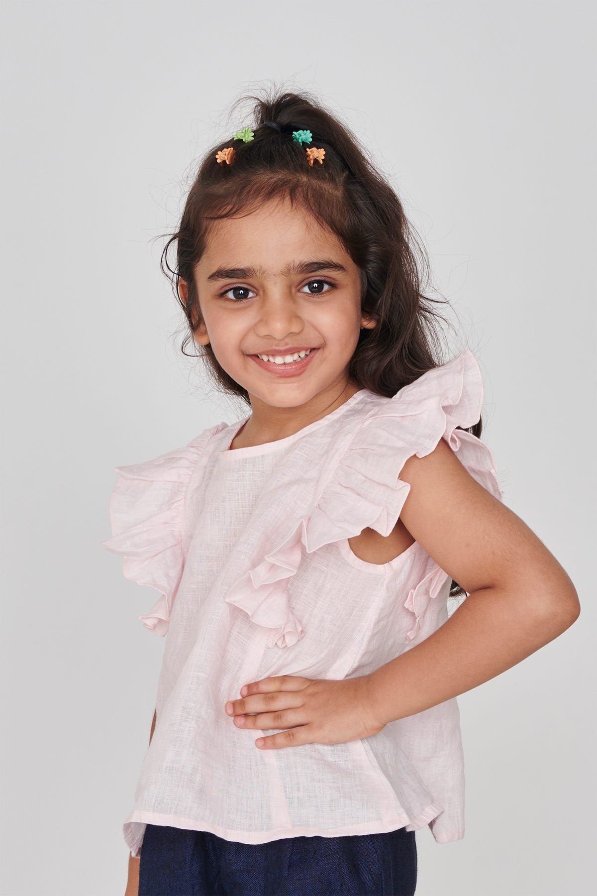 Fleur Linen Girls Frill Top - image 1