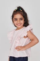 Fleur Linen Girls Frill Top view 1