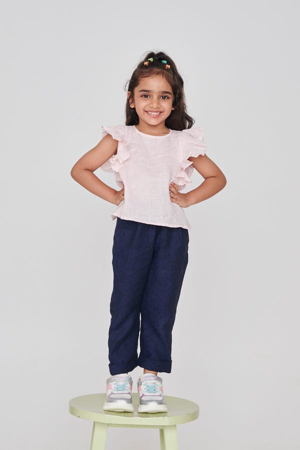Saphed — Fleur Linen Girls Frill Top