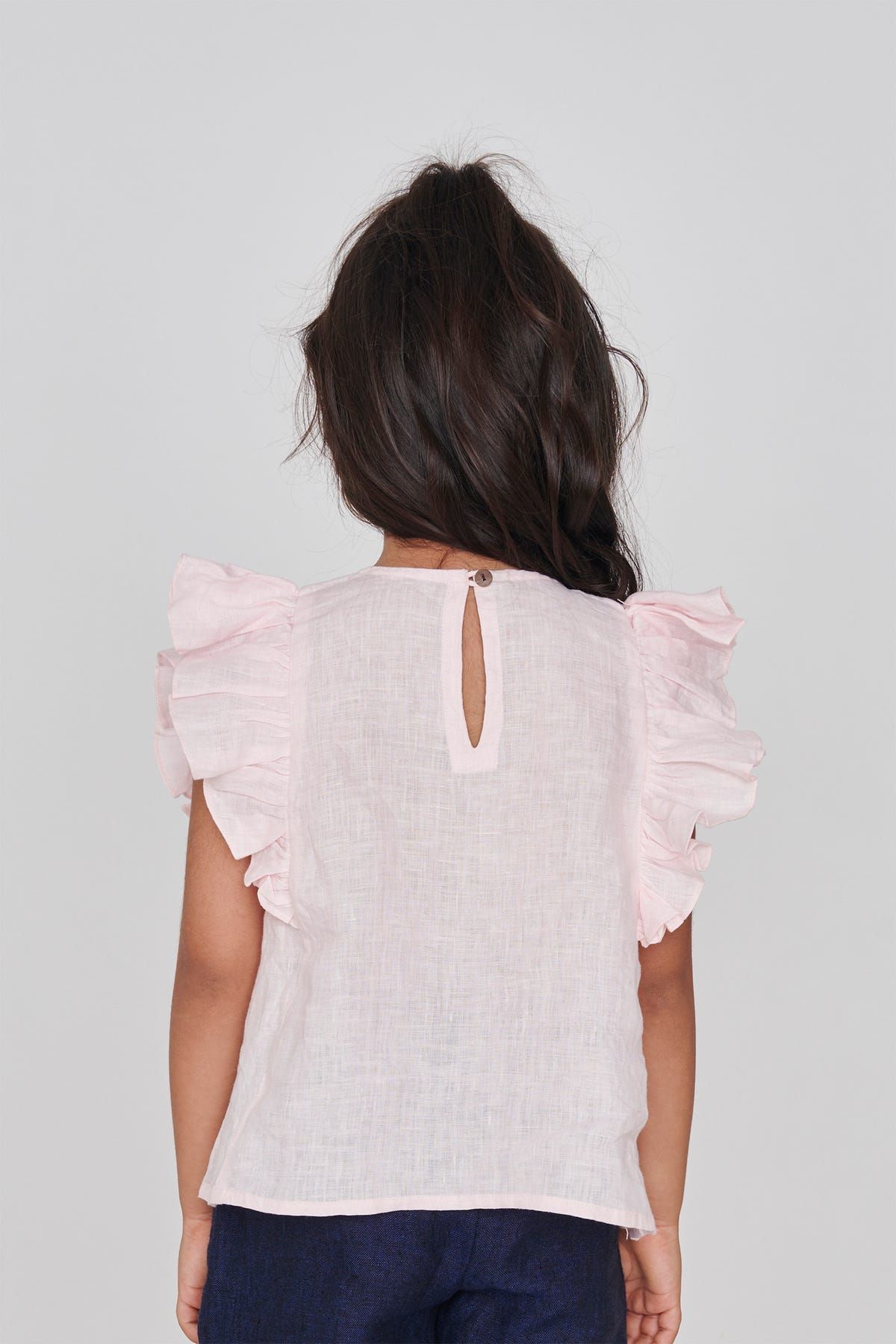 Fleur Linen Girls Frill Top - image 4