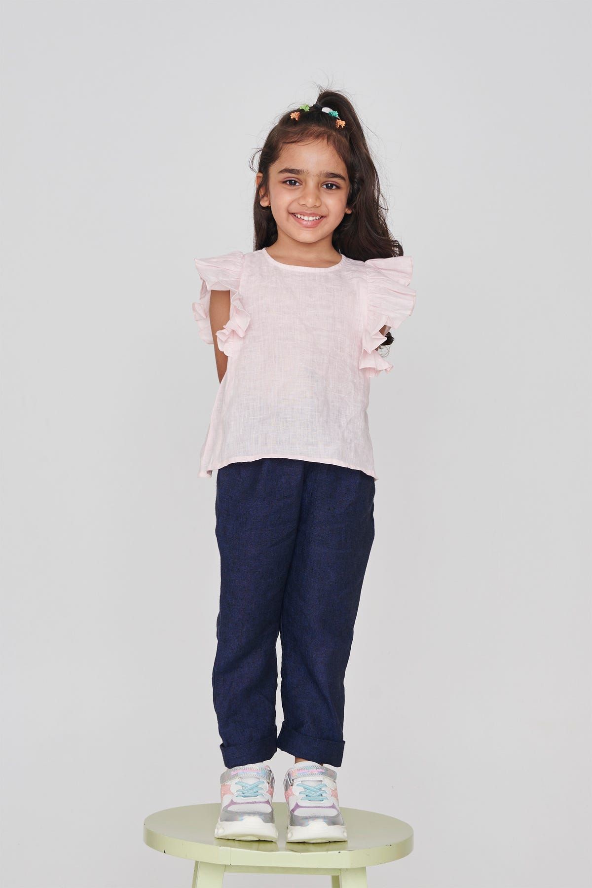 Fleur Linen Girls Frill Top - image 6