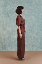 Chocolate Linen Drawstring Shirt view 7