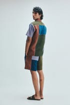 Patchwork Linen Men's Camp Collar Shirt Set view 5
