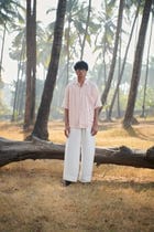 Blush Linen Men's Pleated Camp Collar Shirt view 2