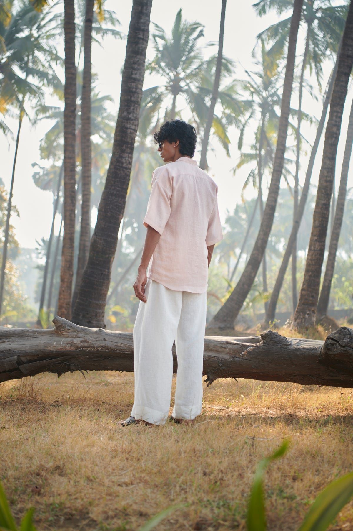 Blush Linen Men's Pleated Camp Collar Shirt - image 5