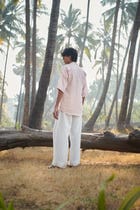 Blush Linen Men's Pleated Camp Collar Shirt view 5