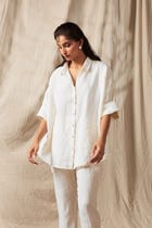 Taj Co-Linen Oversized Flared Shirt Set view 1