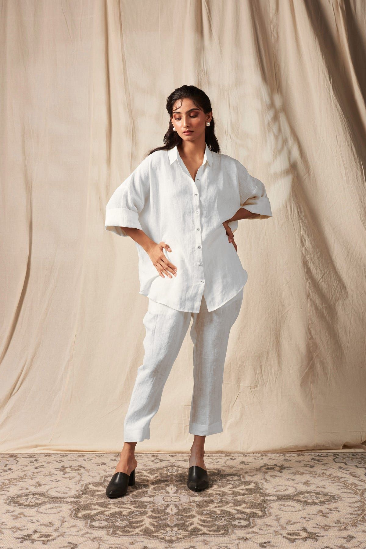 Taj Co-Linen Oversized Flared Shirt Set - image 5