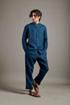 Indigo Linen Men's Lounge Pants view 3