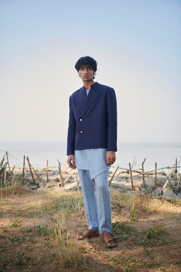 Saphed — Neel Linen Men’s Bandhgala Jacket