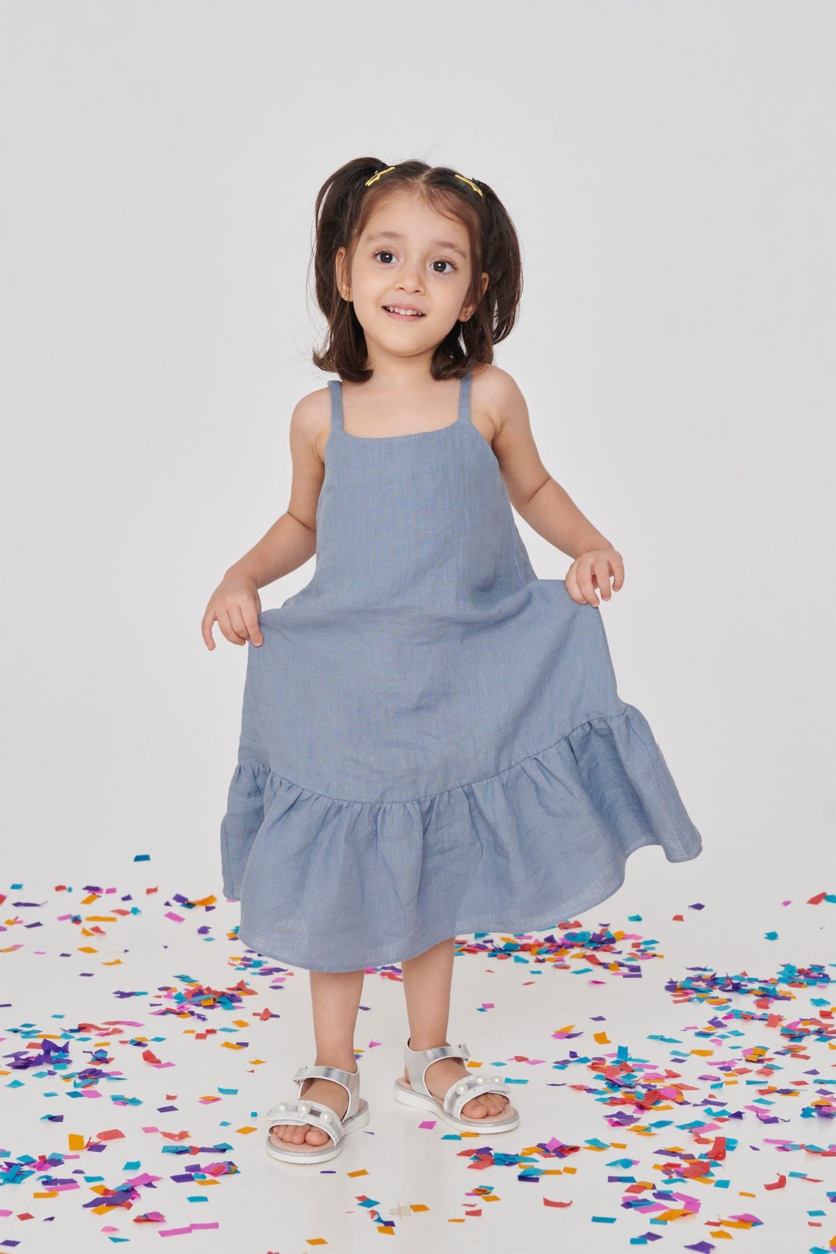 Sky Linen Girls Frill Dress - image 3
