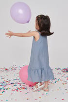 Sky Linen Girls Frill Dress view 5