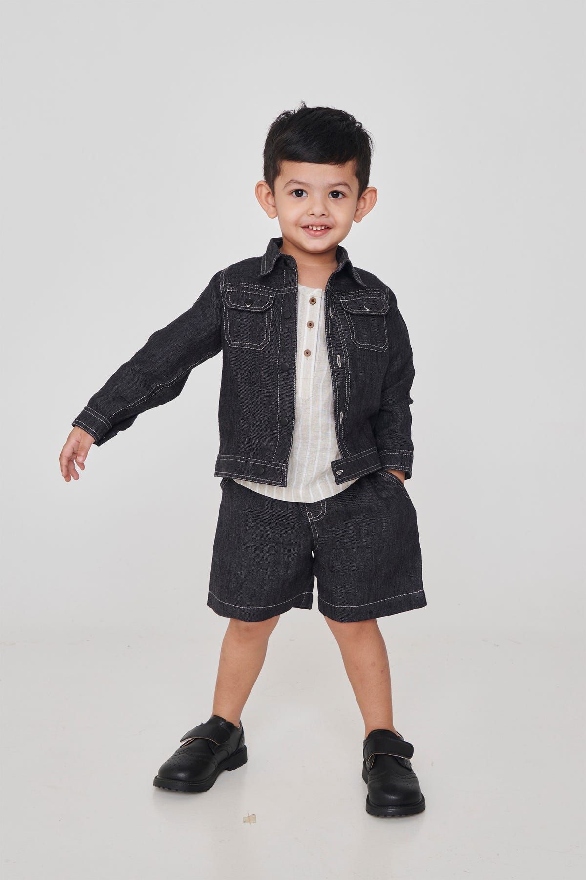 Graphite Linen Denim Boys Jacket - image 3
