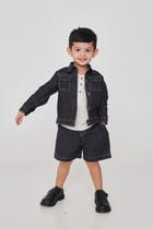 Graphite Linen Denim Boys Jacket view 3