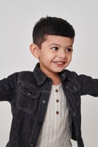 Graphite Linen Denim Boys Jacket view 5