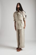 Undyed Linen Oversized Pocket Shirt view 11