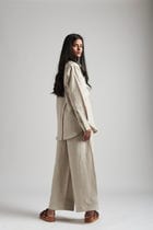 Undyed Linen Oversized Pocket Shirt view 3