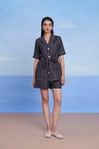 Graphite Linen High Waist Shorts - Sale view 1
