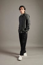 Dhaari Linen Band Collar Shirt - Sale view 3