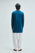 Indigo Linen Men's Cowl Neck Kurta view 5