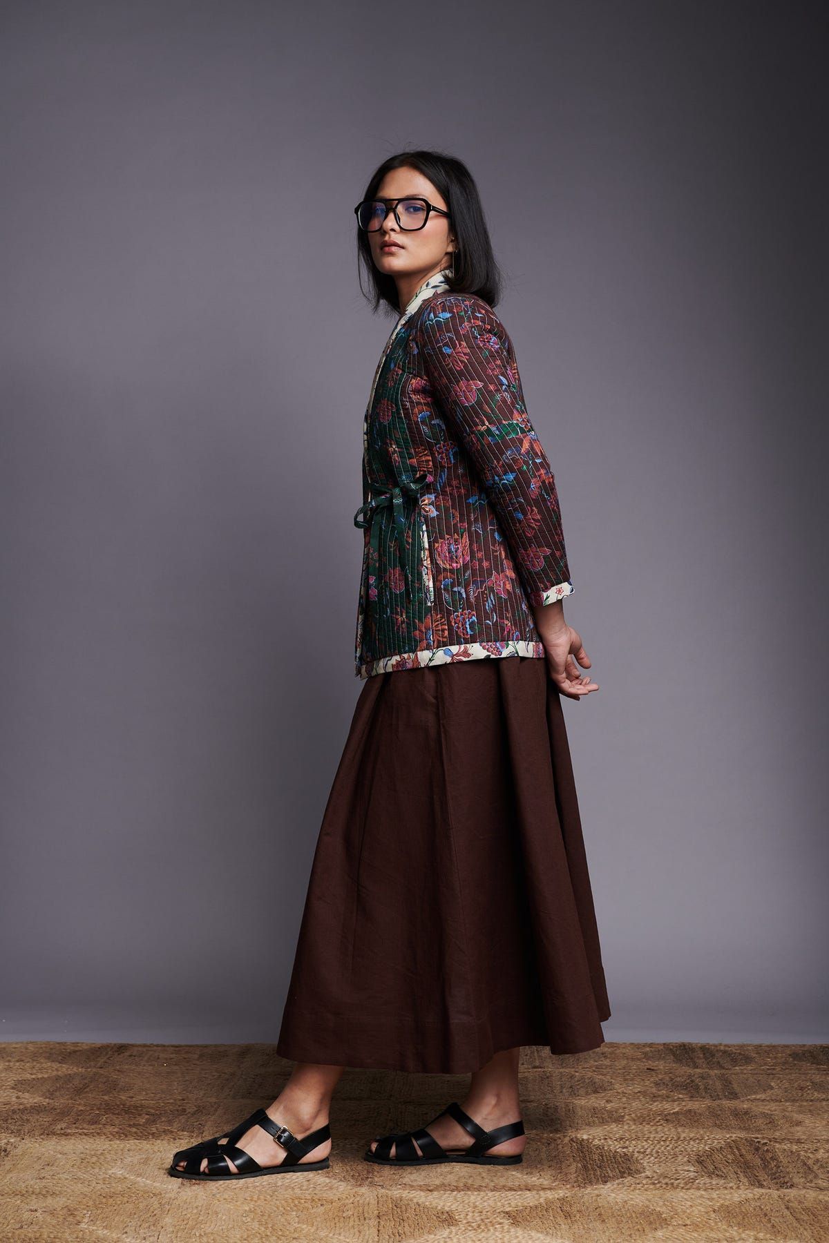 Coffee Co-Linen Flared Skirt - image 8