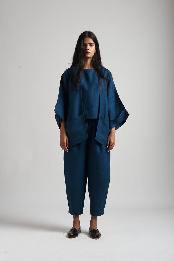 Saphed — Indigo Linen Lounge Overlay Set
